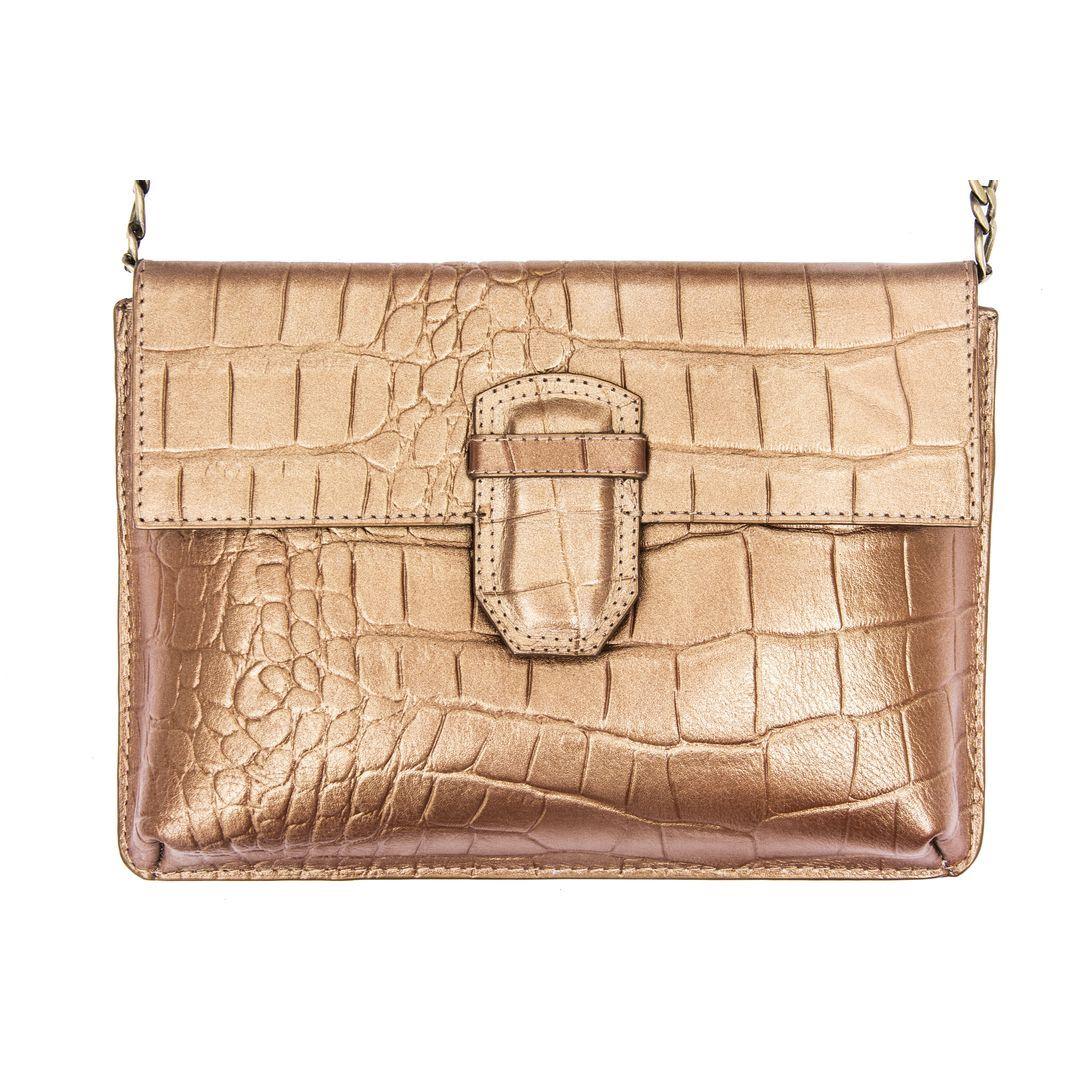 Womens Real Leather Buckle Hide Clutch Shoulder Bag Metal Chain Cross Body - Knighthood Store