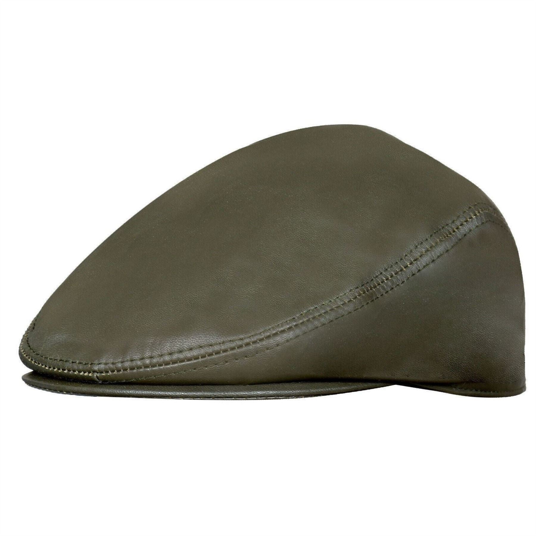 Men's Real Leather Ivy Newsboy Peaked Flat Cap