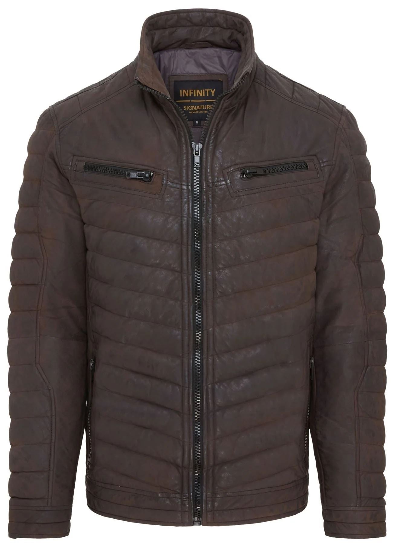Men's Quilted Puffer Soft Napa Leather Jacket