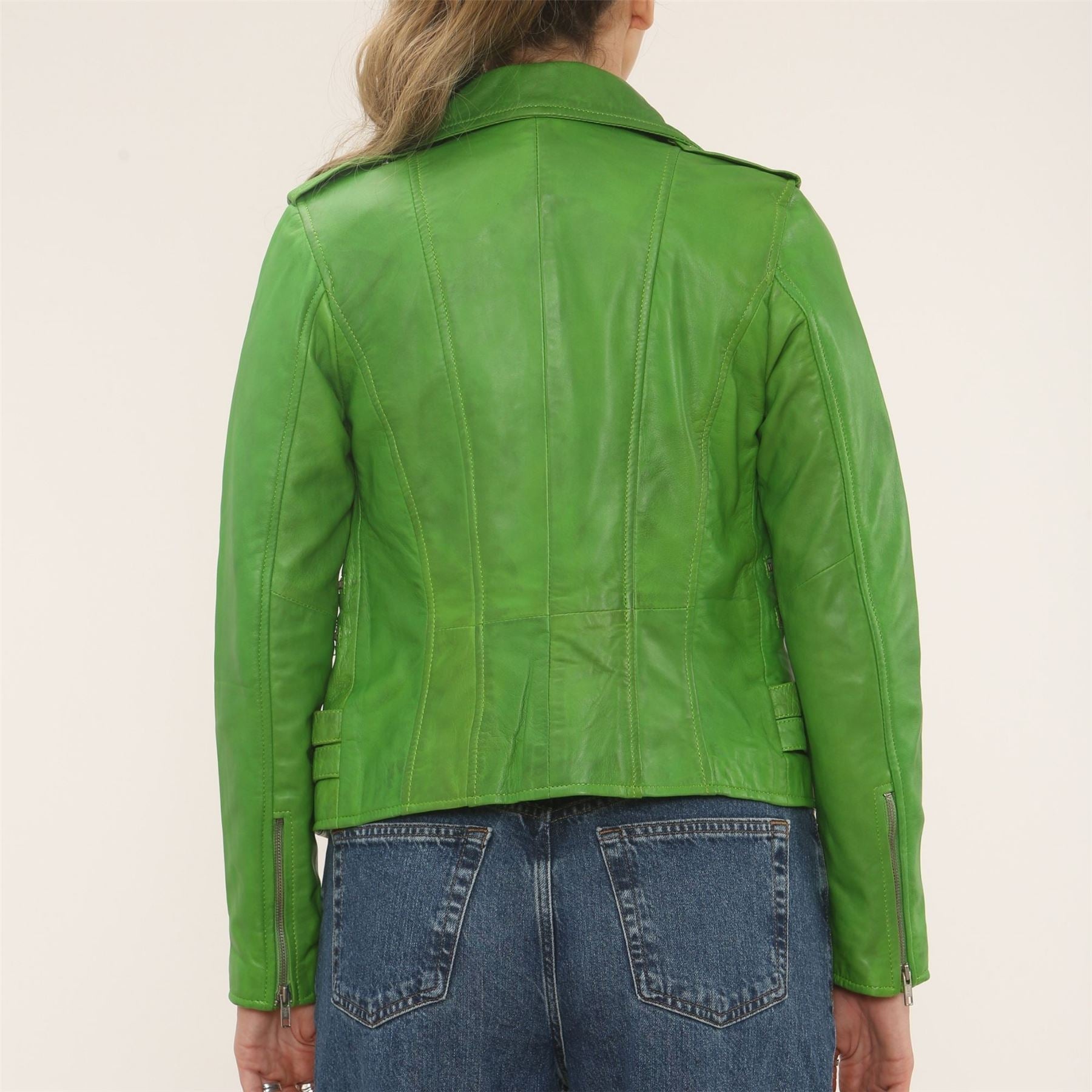 Women's Real Lamb Nappa Leather Vintage Biker Jacket