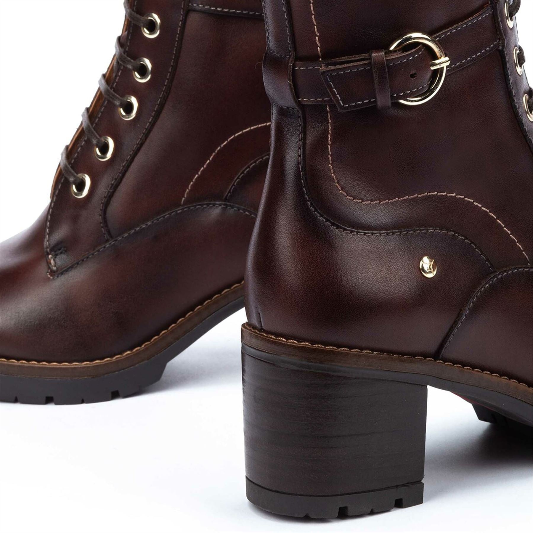 Llanes - Women’s Caoba Brown Leather Mid-Heel Ankle Boots