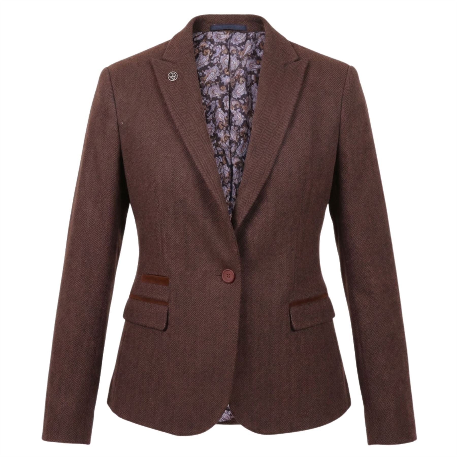 IMW-04 - Women's Brown Tweed Herringbone Blazer Waistcoat