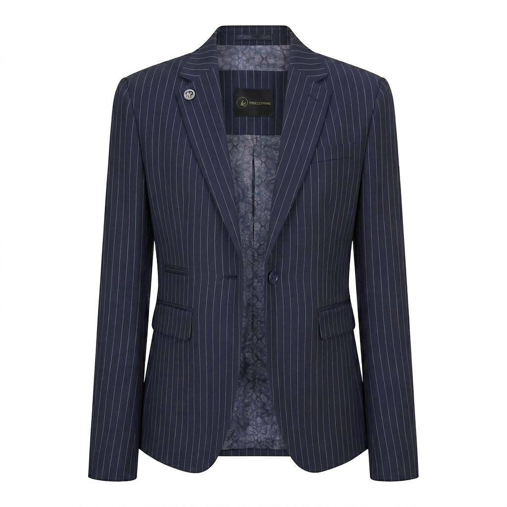 TPW-37 - Women's 3 Piece Navy Blue Pinstripe Suit