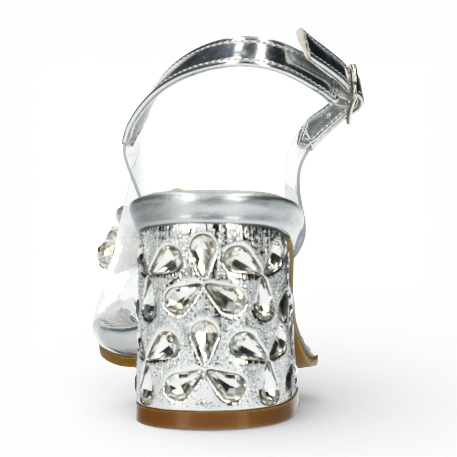Marlene 12 - Women’s Clear Silver Block Heel Sandals
