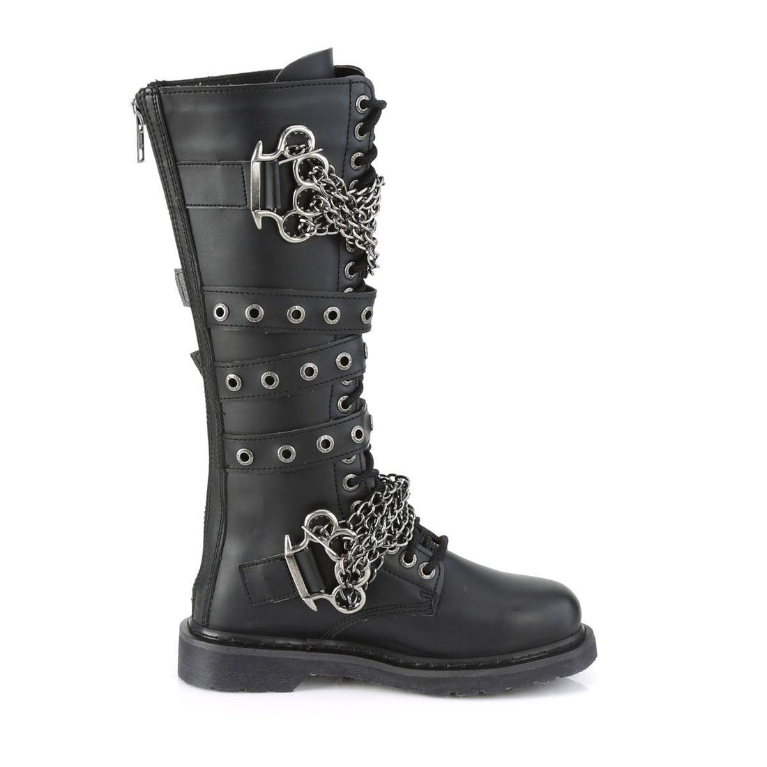 Mens Biker Boots Demonia Bolt-450 Goth Punk Rock Chain Knee High Combat Boots - Knighthood Store