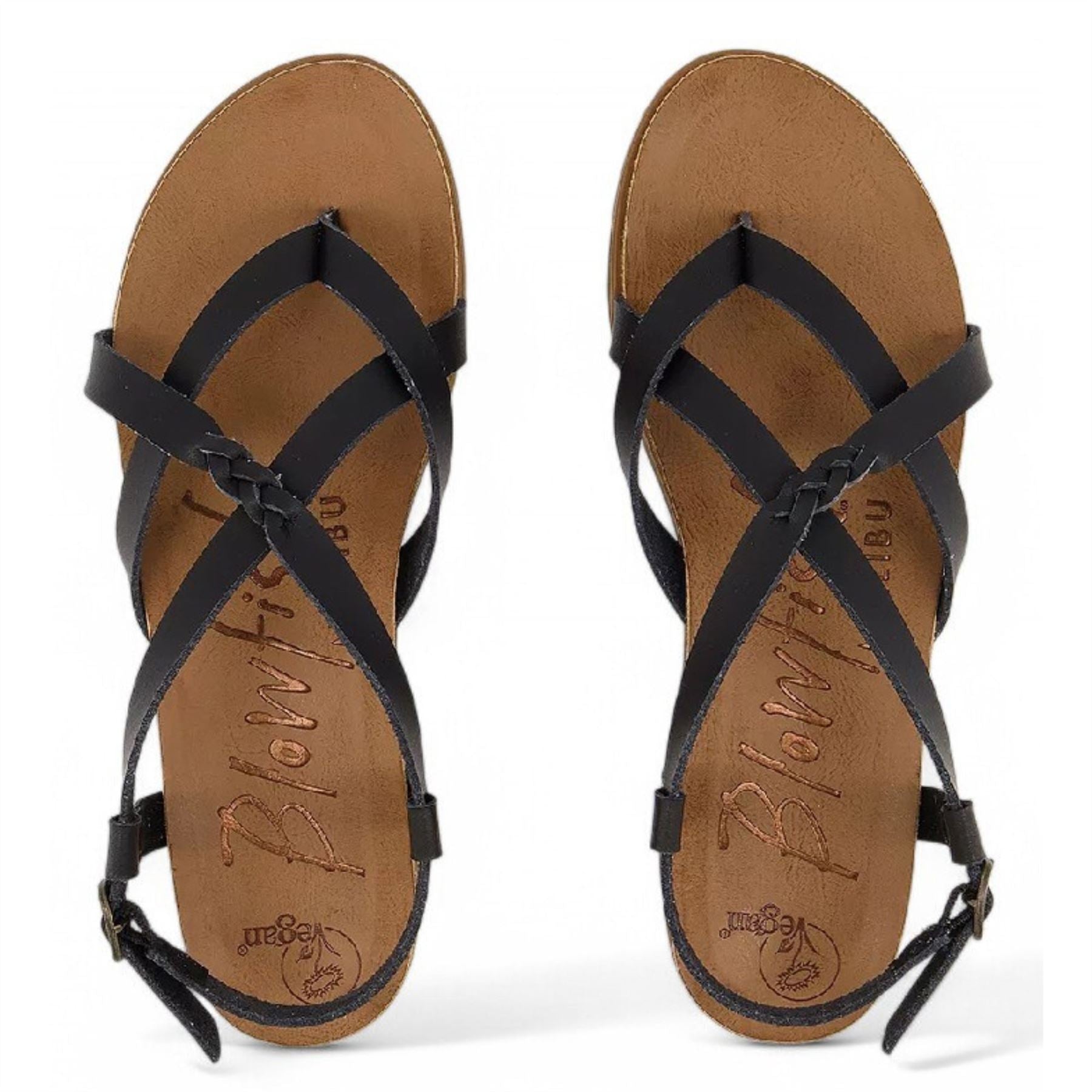 Macarah B - Women's Black Strappy Buckle Sandals