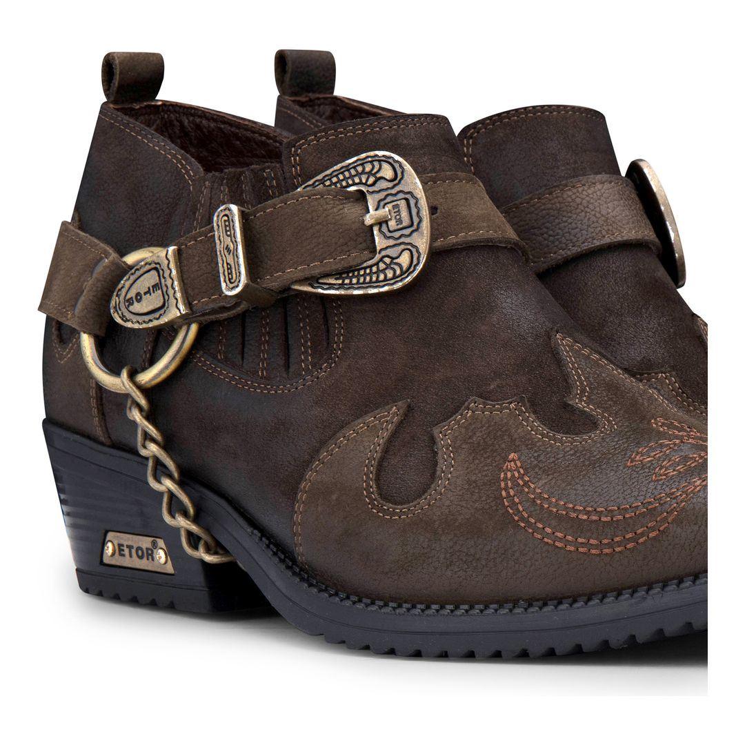 Mens Genuine Leather Western Shoes Croc Snake Pattern Metal Chain Belt Cuban Heel Dancing - Knighthood Store