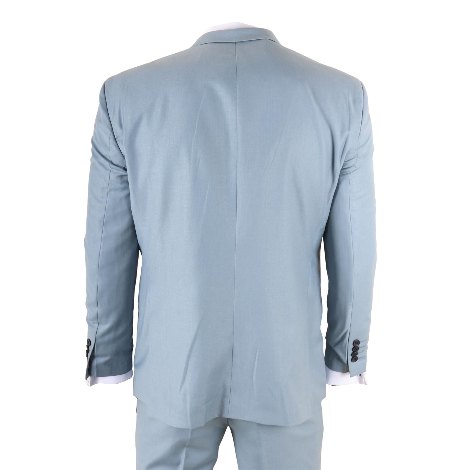 IM32 - Men's Plain Turquoise Blue 3 Piece Suit