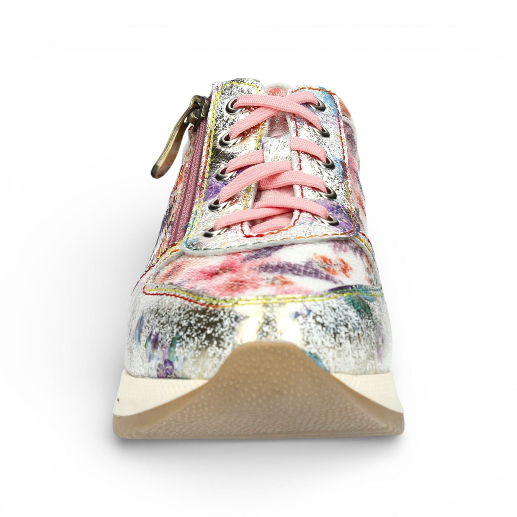 Gycmo 58 - Women's Rose Pink Floral Leather Sneakers