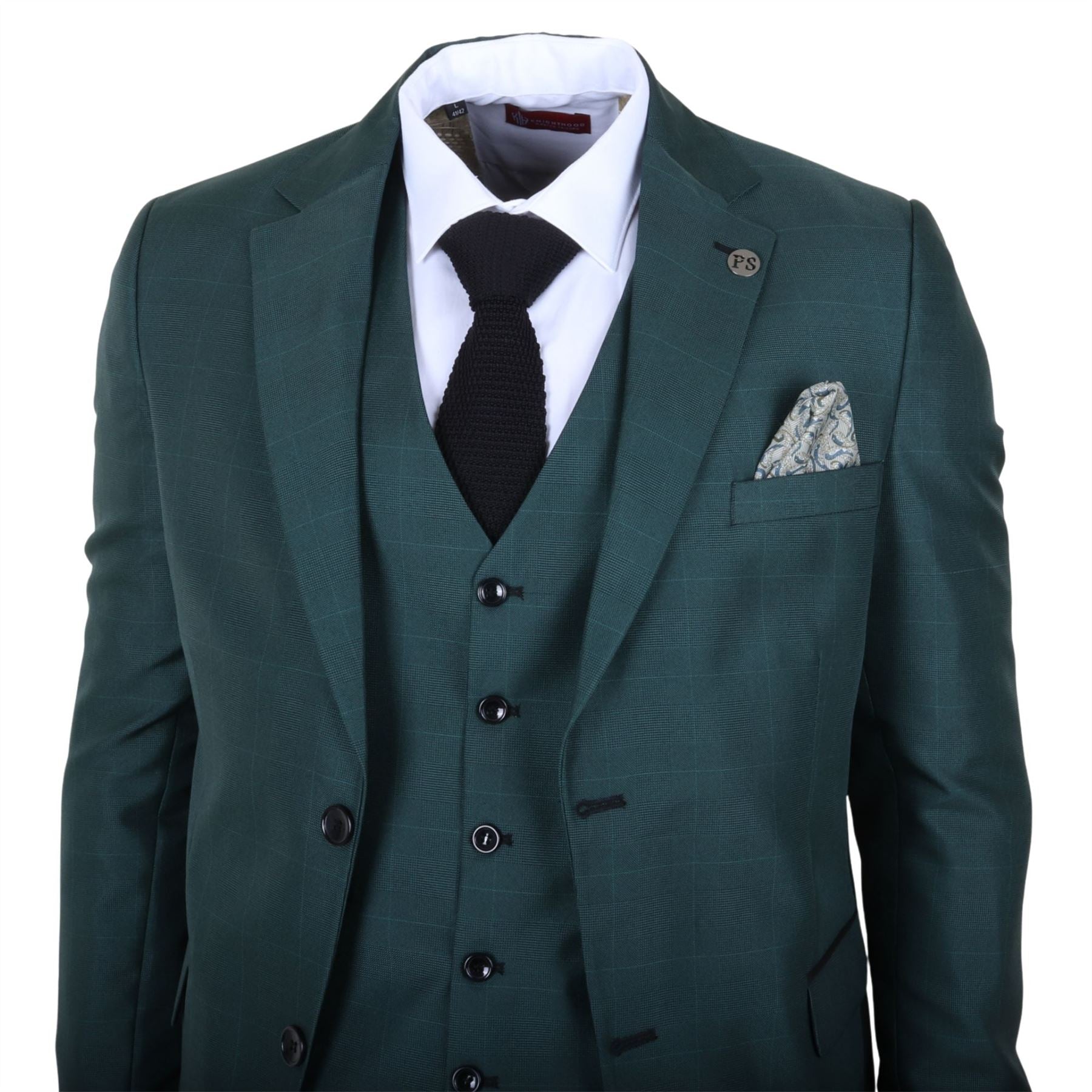 IM52 - Men's Green Check 3 Piece Tailored Fit Suit