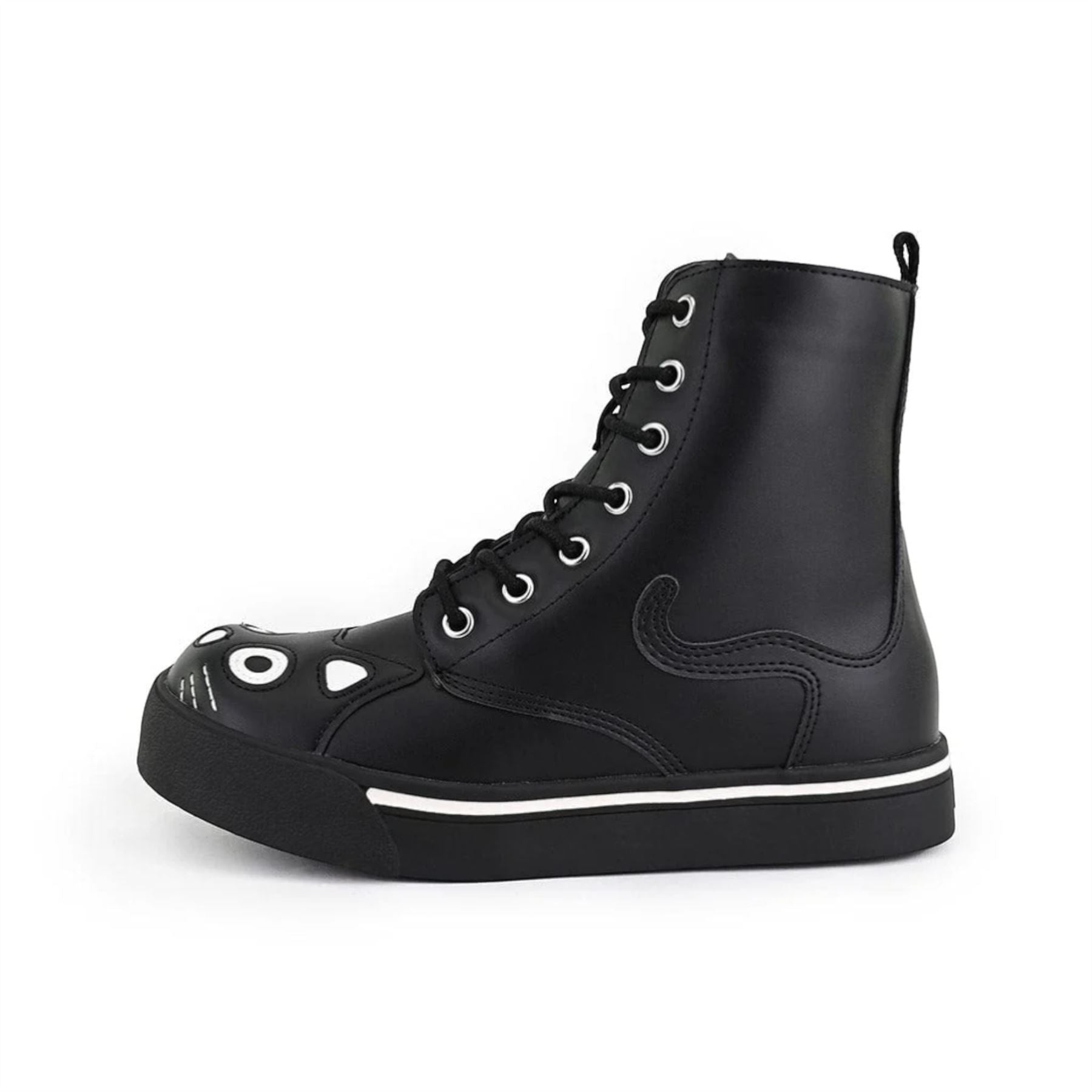 Women's Kitty Black Vegan Leather Combat Sneaker Boots