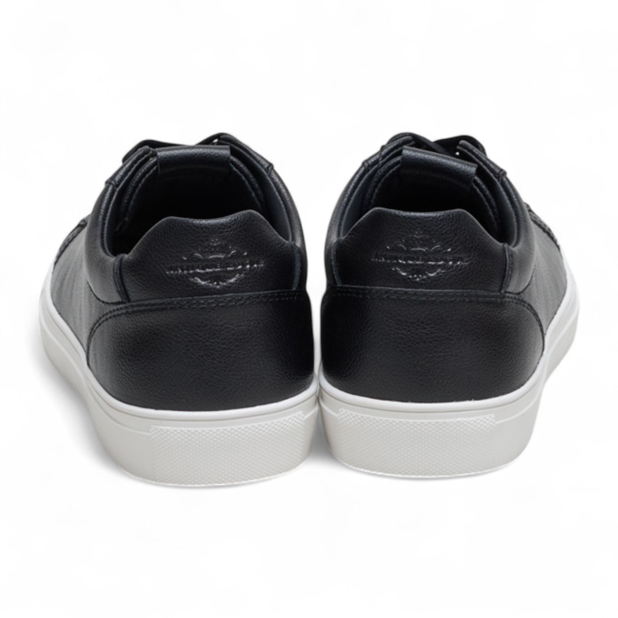 Men’s Black Leather Trainer Lace-Up Casual Sneakers