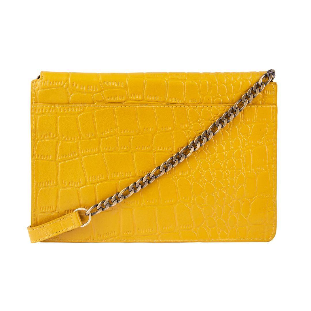 Womens Real Leather Buckle Hide Clutch Shoulder Bag Metal Chain Cross Body - Knighthood Store