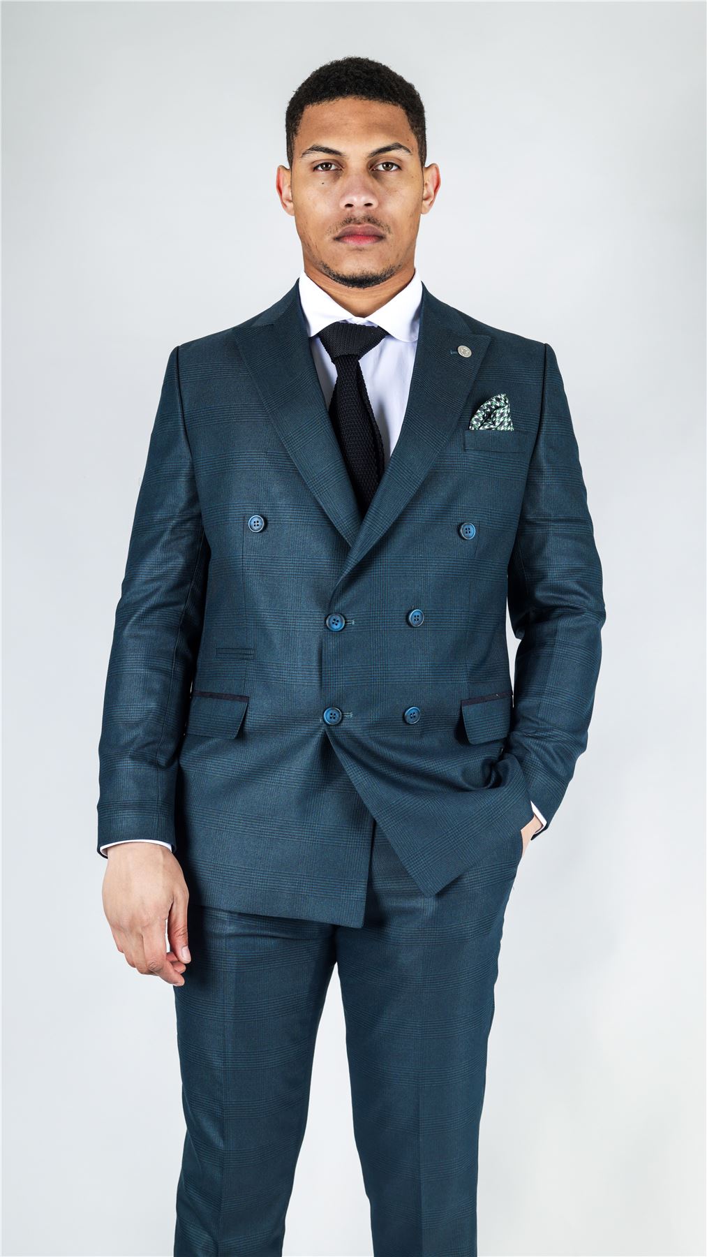 Men's Olive Suit 2 Piece Double Breasted Check Formal Dress