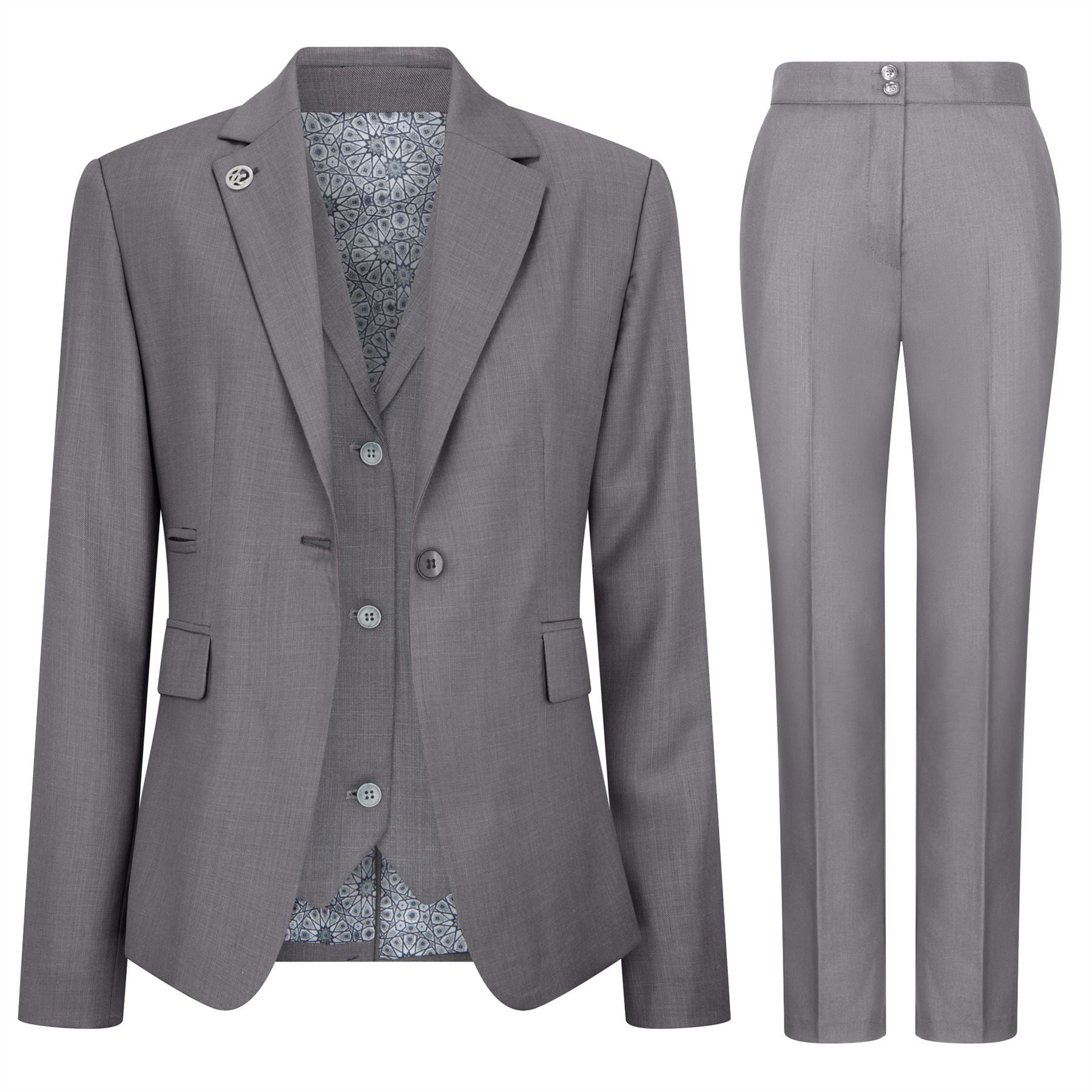 TPW-15 - Women's 3 Piece Plain Grey Suit