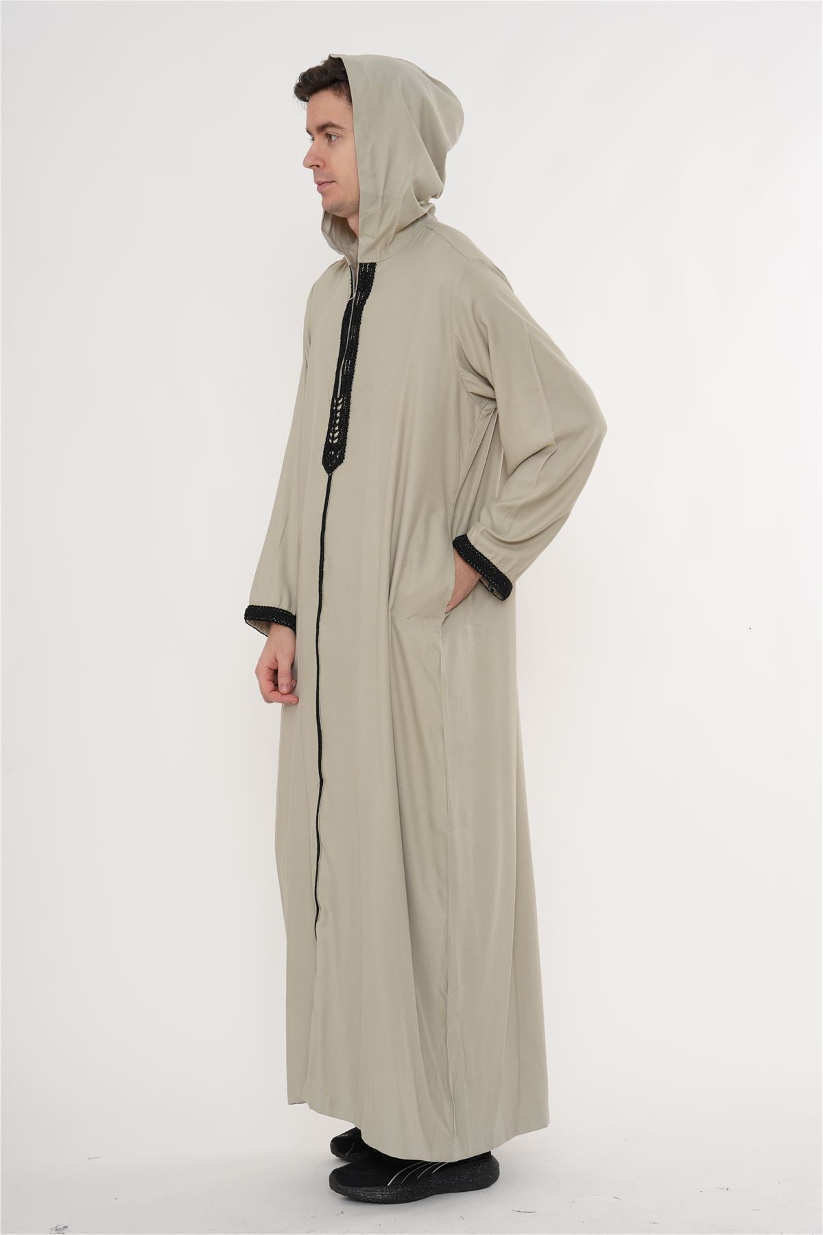 Men's Hooded Gandoura Embroidery Moroccan Thobe