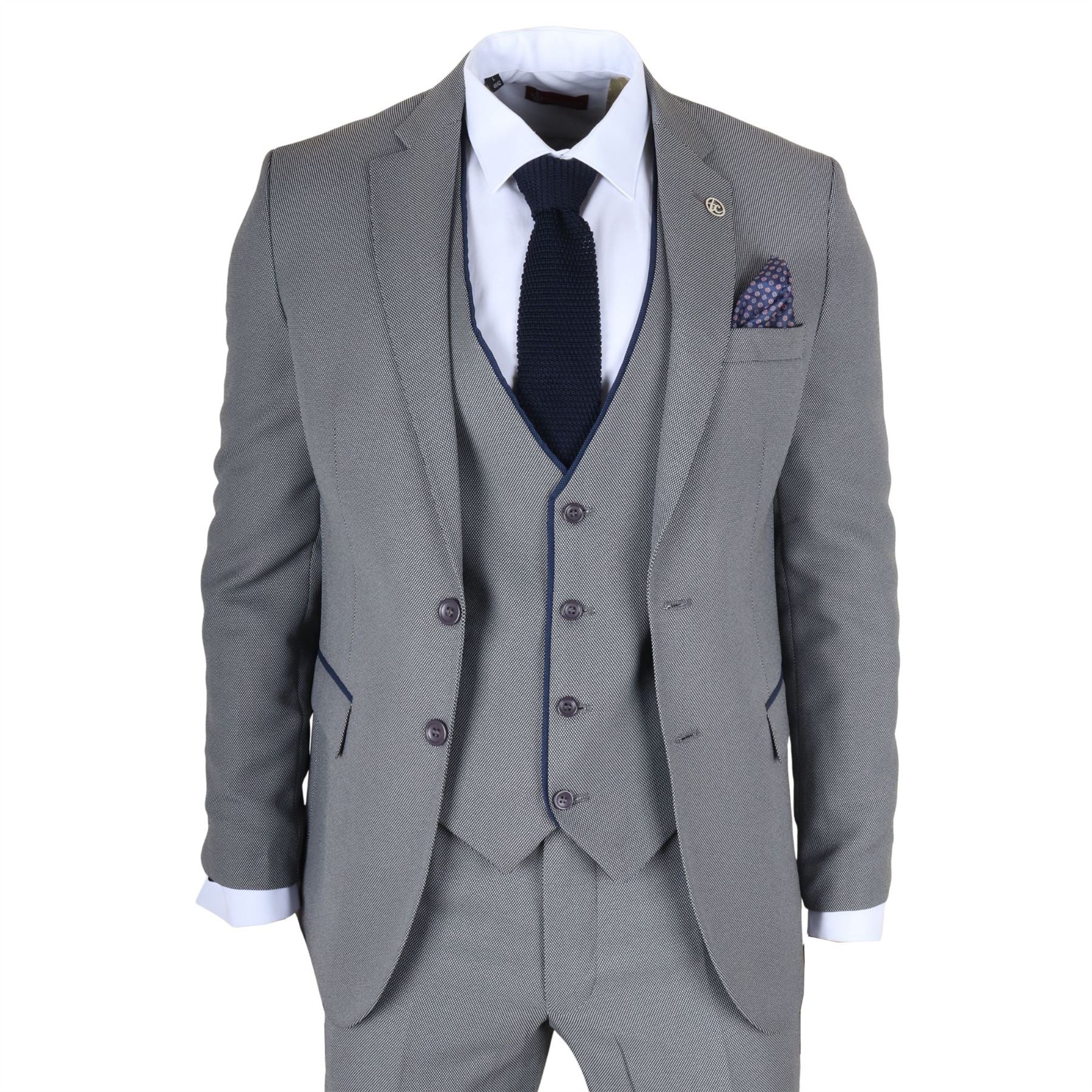 IM47 - Men's 3 Piece Grey Tailored Fit Suit