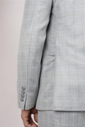 Men's Light Grey Suit Prince Of Wales Check Tailored Fit 3 Piece Formal Dress - Knighthood Store