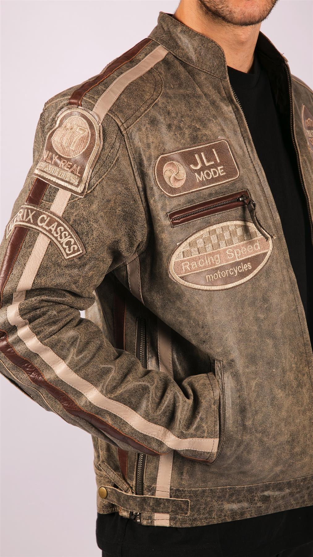 Men's Zipped Biker Leather Jacket | Infinity - Knighthood Store