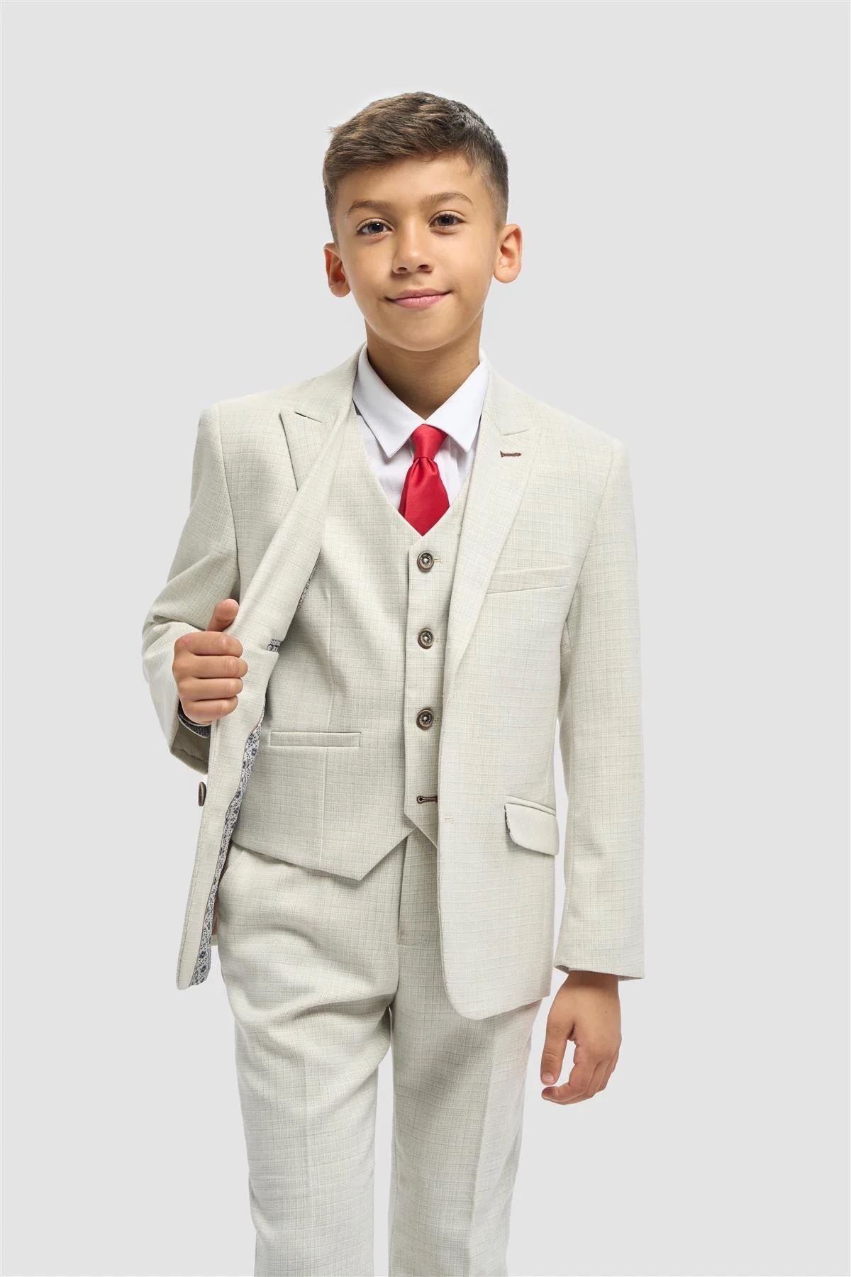 Boys Suit 3 Piece Sage Green Tailored Fit Wedding Formal Outfit