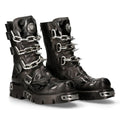 New Rock Mens Black Leather Skull Flame Reactor Boots M.727-S1 - Knighthood Store