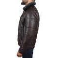 Men's Quilted Padded Real Leather Safari Parka Coat Jacket Fleece Collar - Knighthood Store