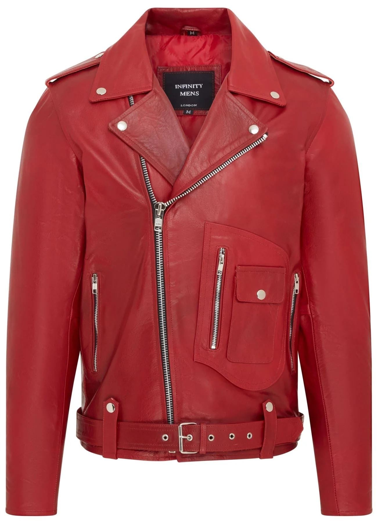 Men's Cow Hide Biker Brando Cross Zip Leather Jacket