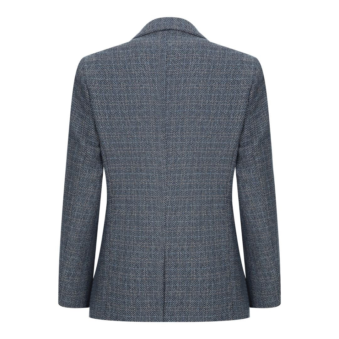 Boys 3 Piece Suit Navy Blue Tweed Check Vintage Retro Tailored Fit 1920s