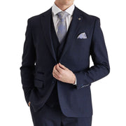 Regent - Men's Navy Checked Tailored Fit Blazer