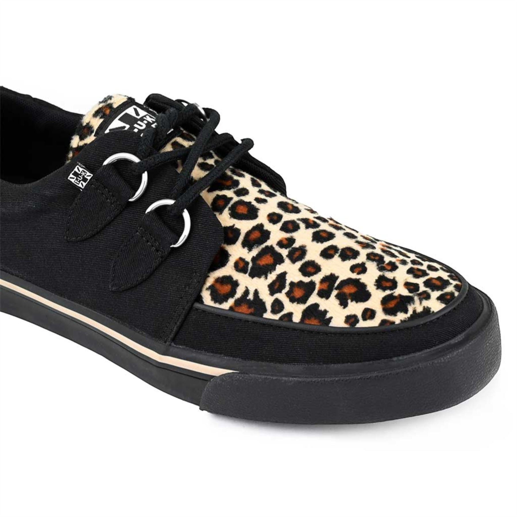 Pointed Creeper Sneaker Black Leopard Canvas Platform Shoes