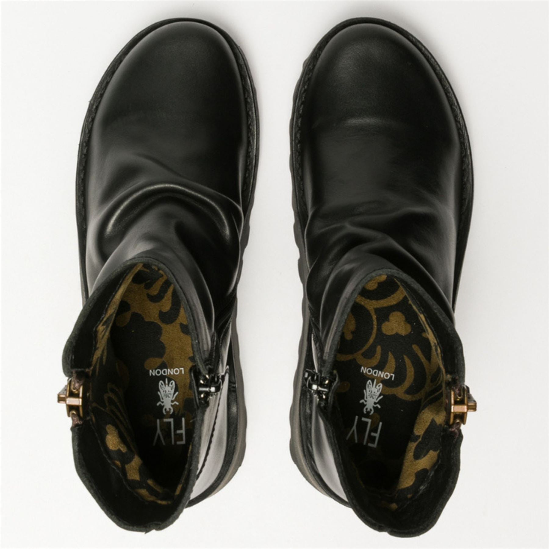 MON944FLY - Women's Wedge Heel Leather Ankle Boots