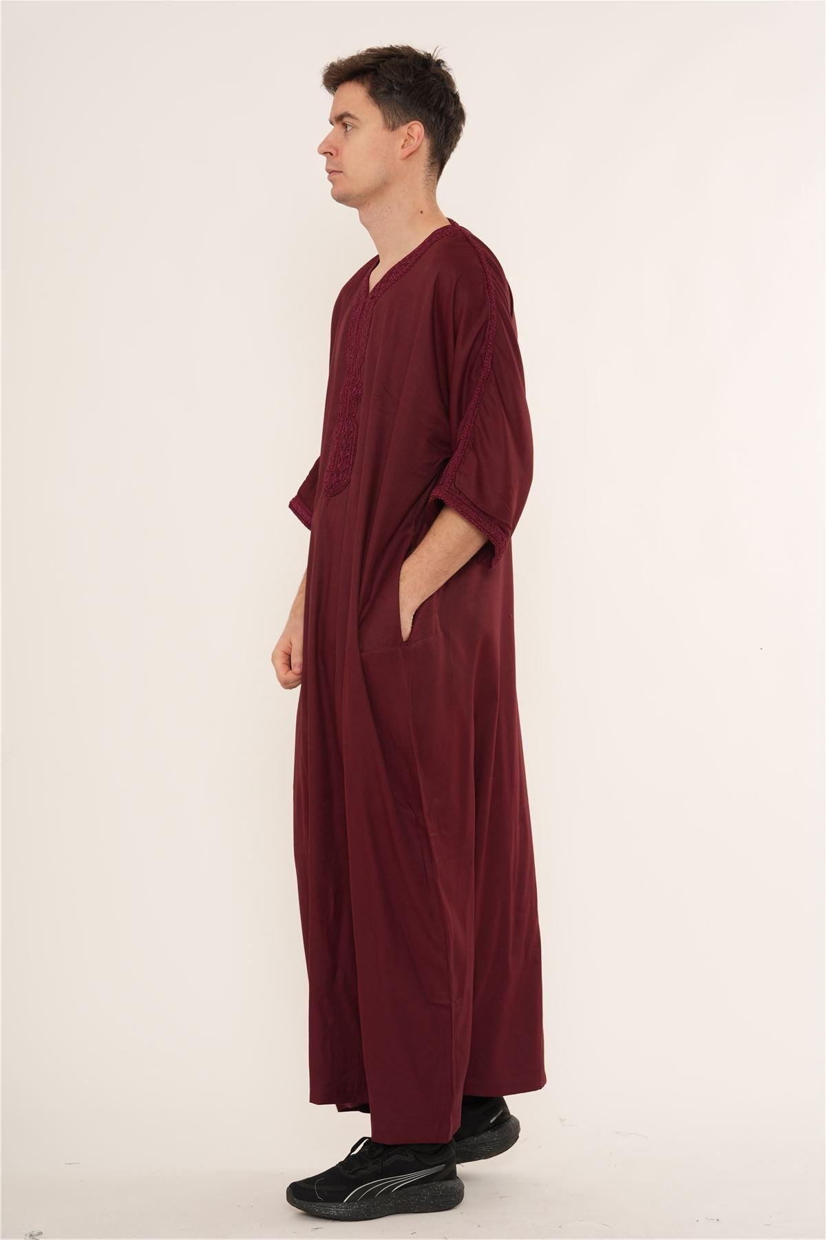 Men's Half Sleeve Embroidery Moroccan Thobe