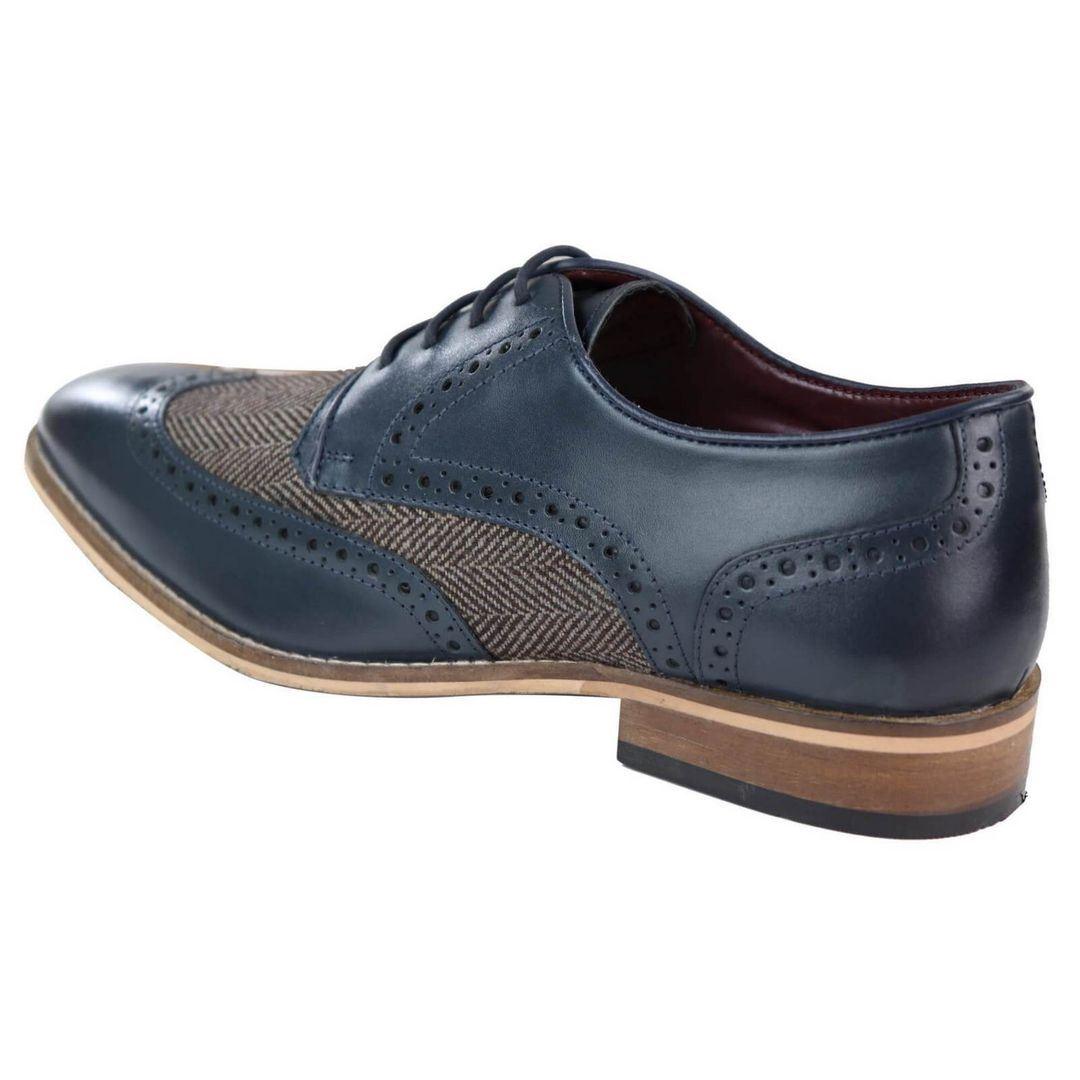 Mens Leather Gatsby Brogues Tweed Lace Shoes 1920s Peaky Blinders Classic - Knighthood Store