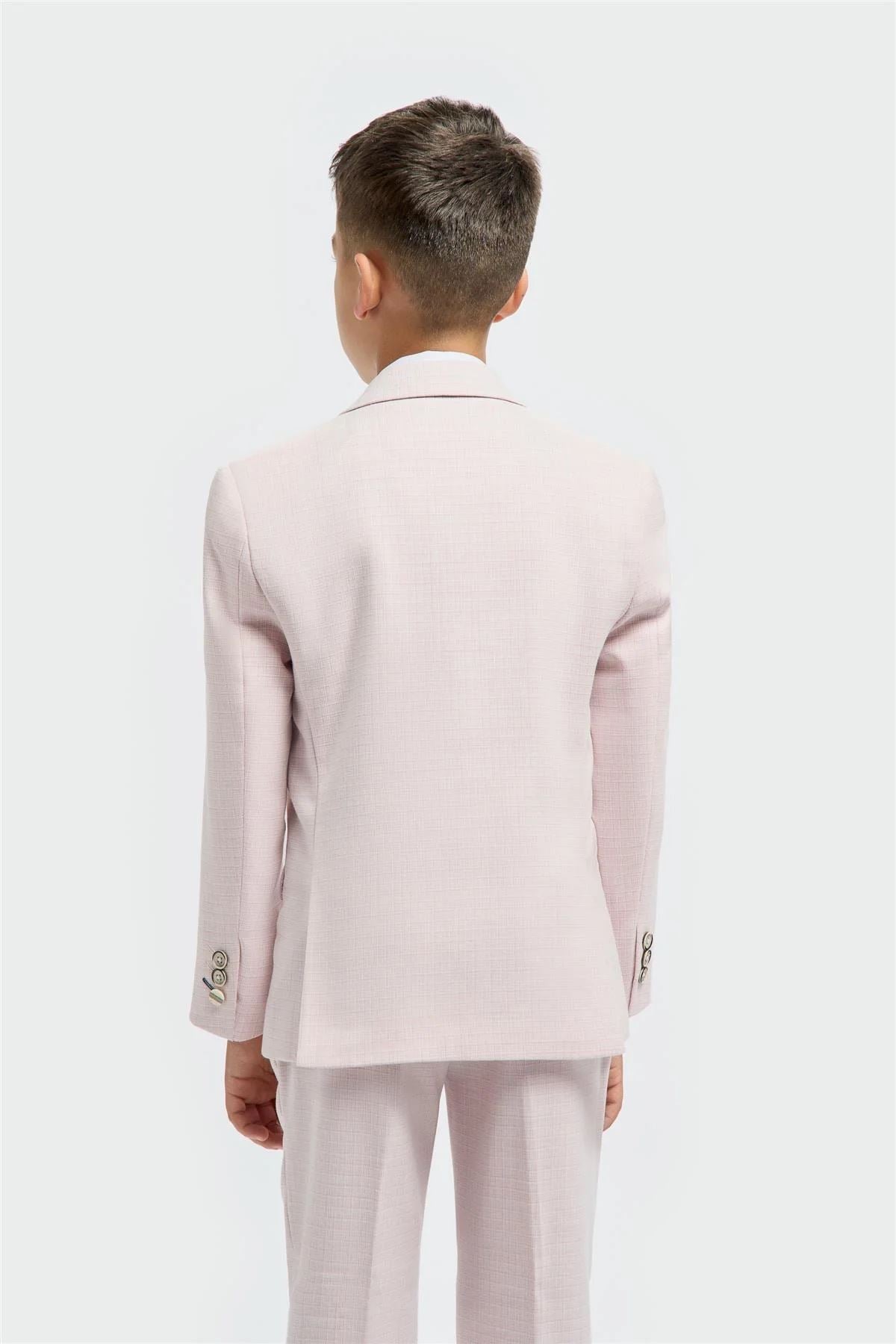 Boys Suit 3 Piece Pink Tailored Fit Wedding Formal Outfit