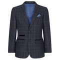 Boys Navy Blue 3 Piece Tweed Suit Herringbone Wine Vintage Retro - Knighthood Store