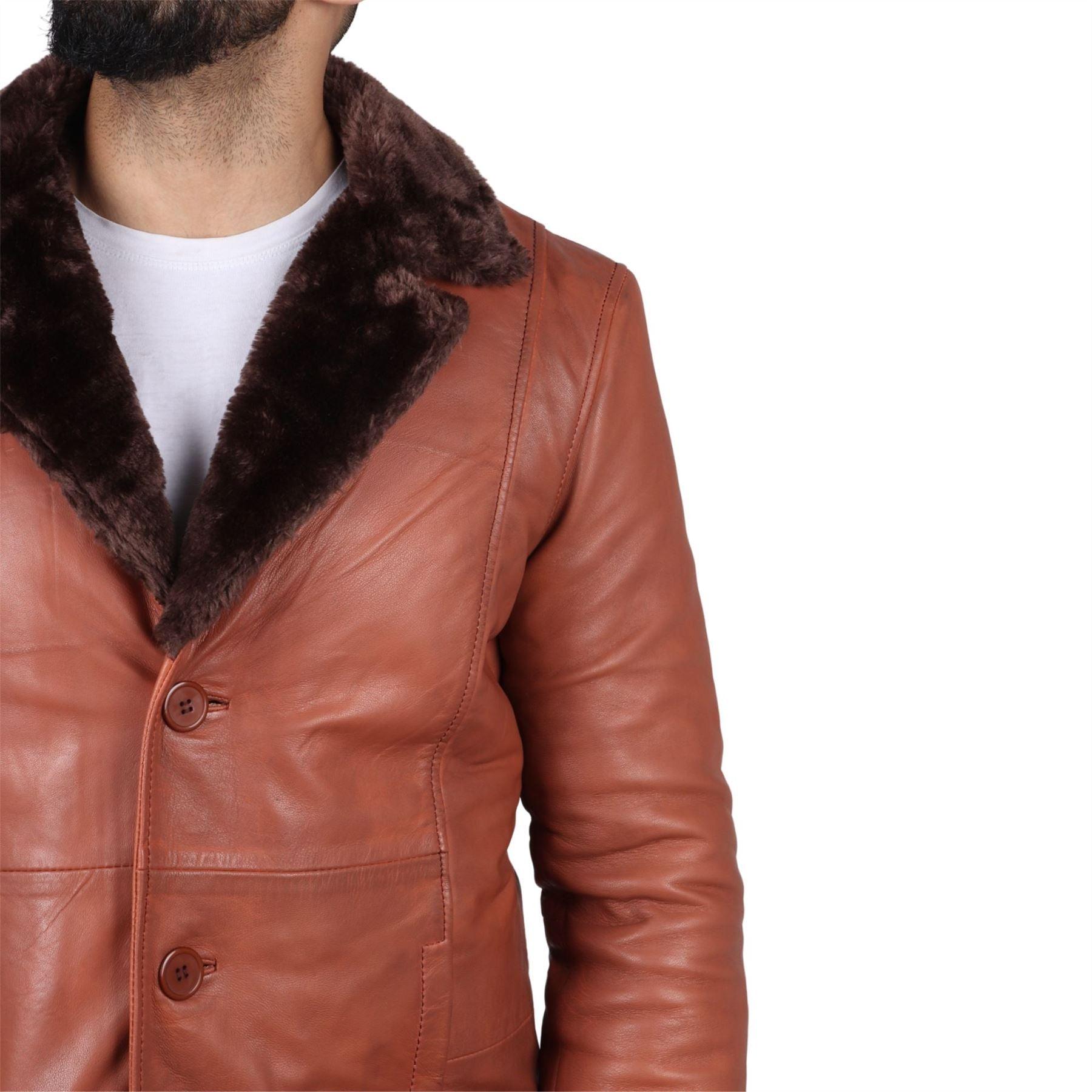 Men's Fur Lining Blazer Coat Jacket Real Leather - Knighthood Store