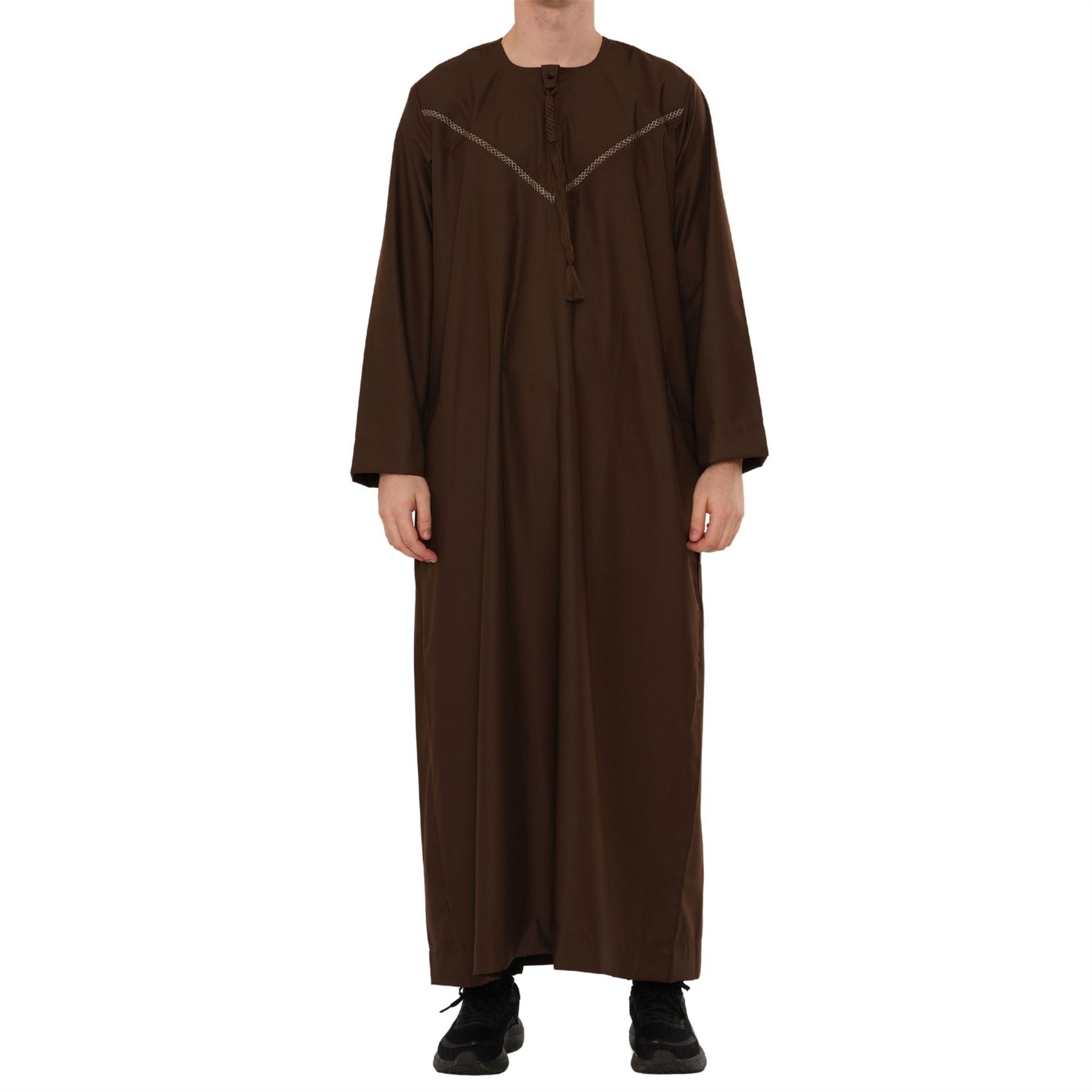 HM10 - Men's  Emirati Omani Zipped Embroidery Thobe