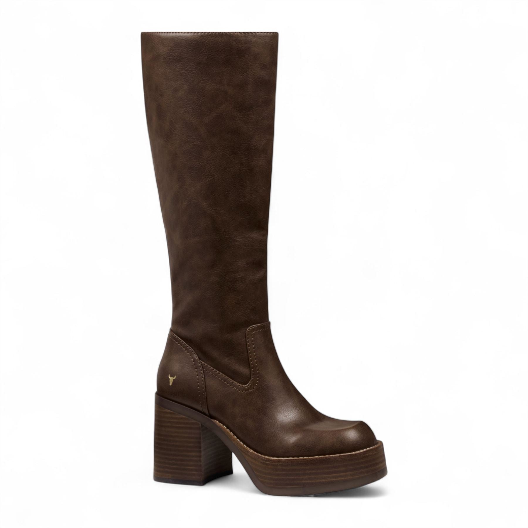 Niche - Women's Oak Brown Faux Leather Knee-High Boots