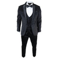 Mens Marc Darcy Velvet Paisley Black Fit 3 Piece Suit Tuxedo Dinner Jacket Wedding - Knighthood Store