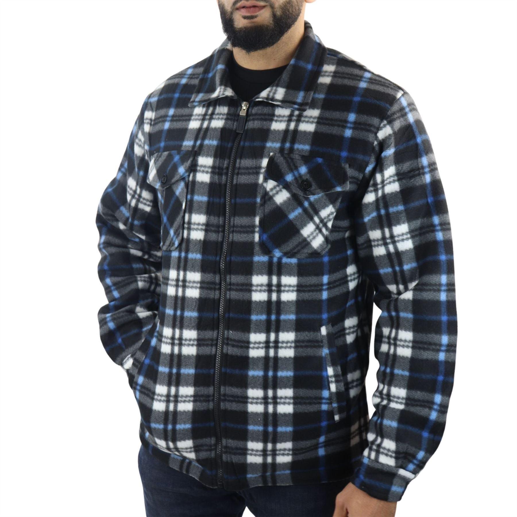 Men's Jumper Thermal Fleece Fur Lined Lumberjack Zipped Check Winter Shirt - Knighthood Store