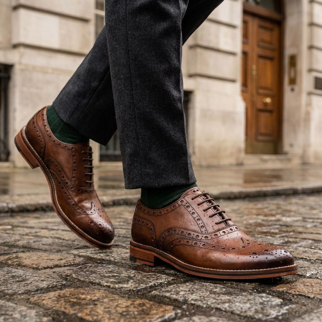 Men’s Brown Leather Wingtip Brogue Oxford Office Shoes