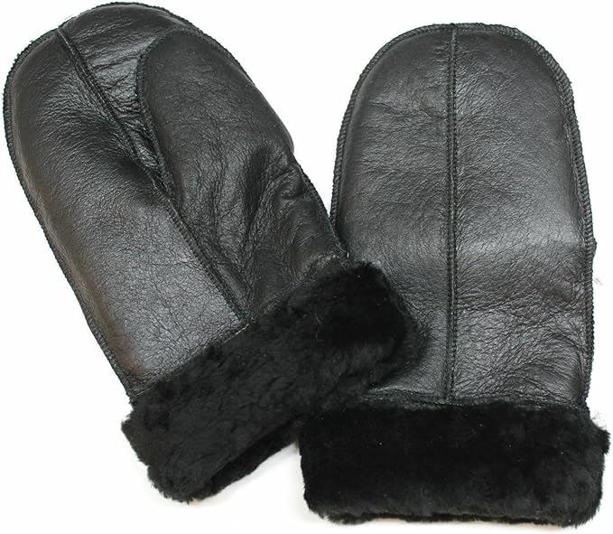 Unisex Genuine Sheepskin Shearling Wool Lined Thermal Gloves
