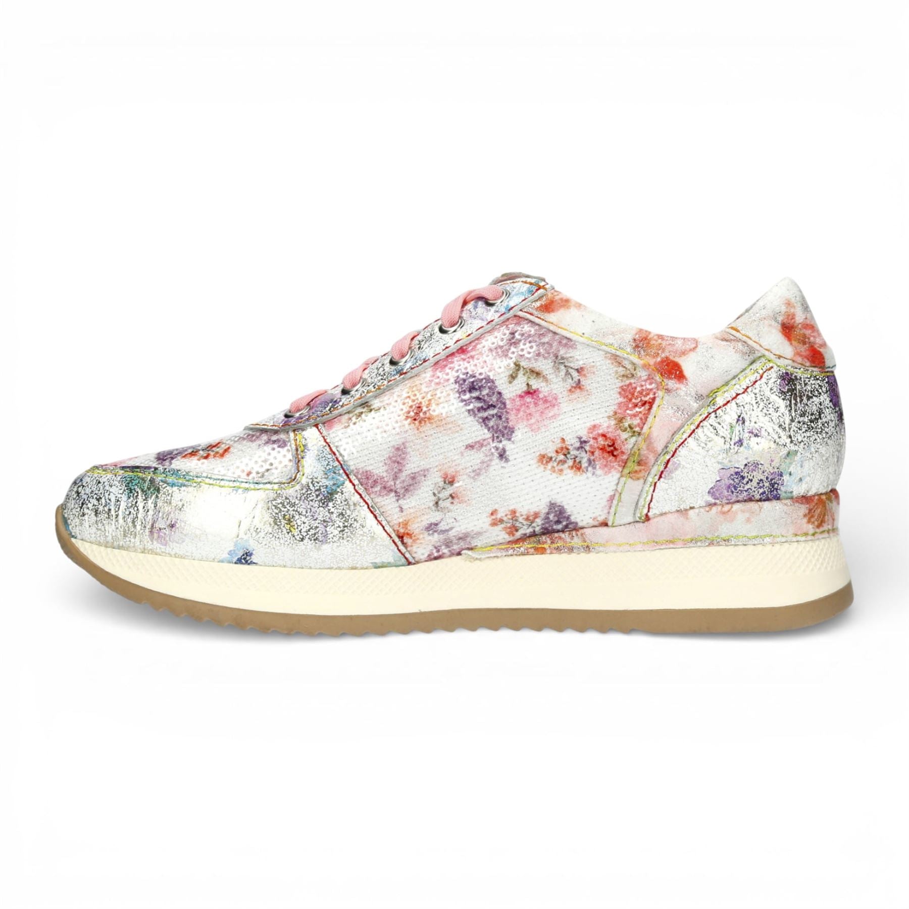 Gycmo 58 - Women's Rose Pink Floral Leather Sneakers