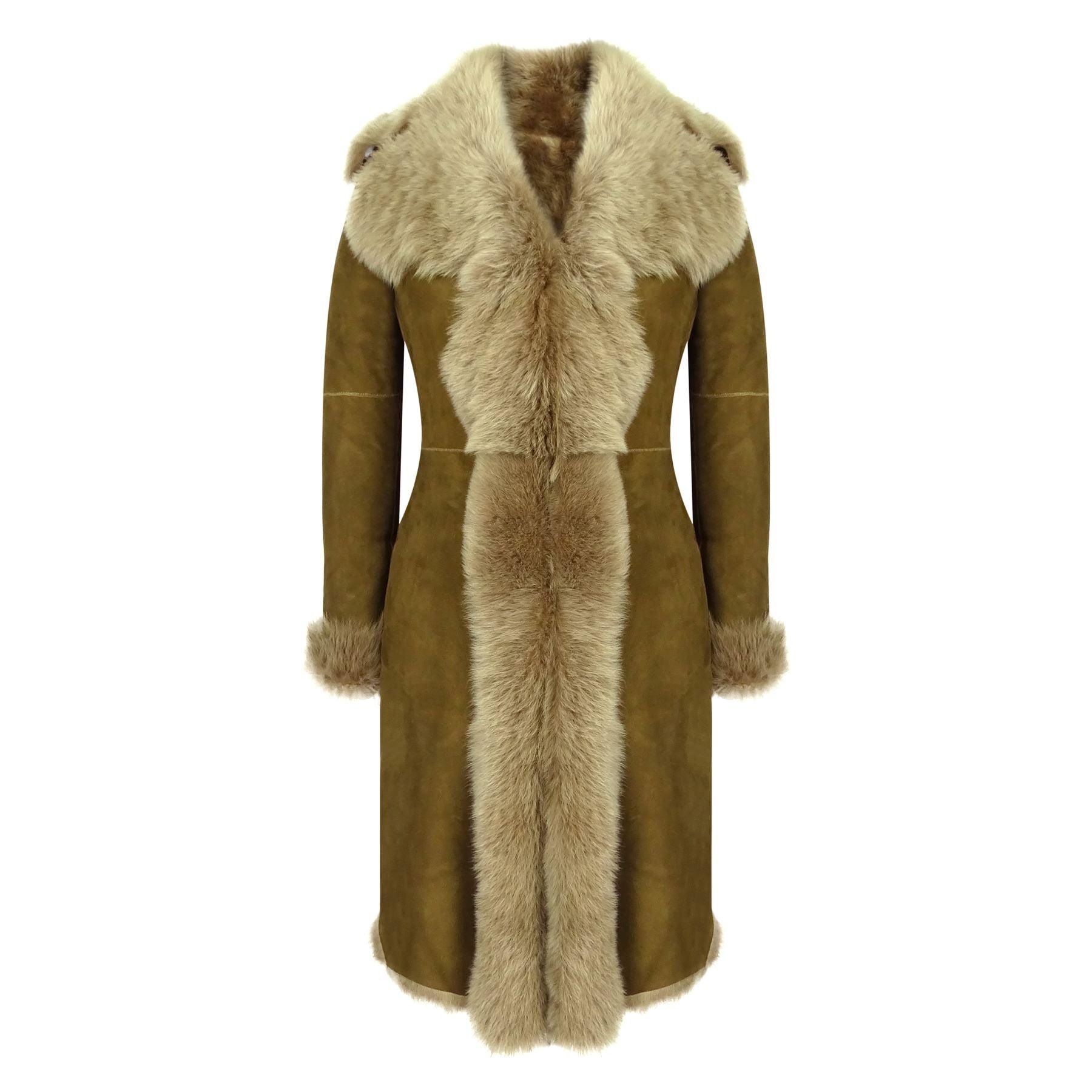 Womens Luxury Toscana 3/4 Coat Real Sheepskin Beaver Shearling Suede Jacket - Knighthood Store