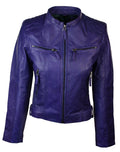 New Ladies Womens Real Leather Slim Fit Soft Zip Biker Style Jacket - Knighthood Store