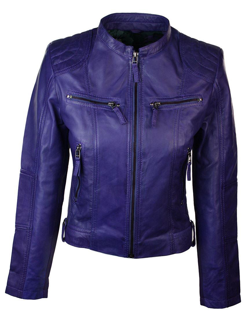 New Ladies Womens Real Leather Slim Fit Soft Zip Biker Style Jacket - Knighthood Store