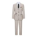 Boys Check Tweed Beige Brown 3 Piece Suit Wedding Vintage Retro Classic - Knighthood Store