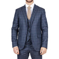 Men's Blue Suit Prince Of Wales Check Tailored Fit 3 Piece Formal Dress - Knighthood Store