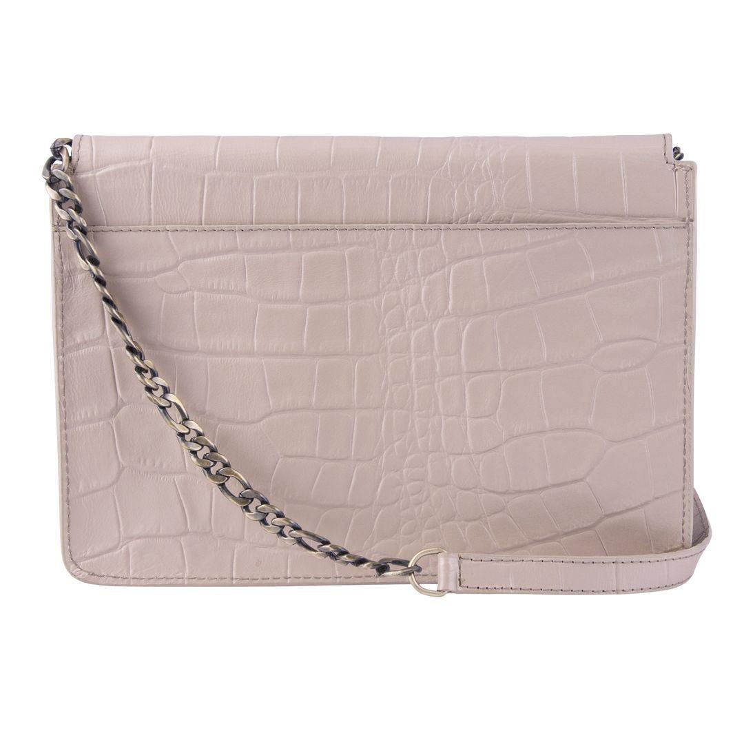 Womens Real Leather Buckle Hide Clutch Shoulder Bag Metal Chain Cross Body - Knighthood Store