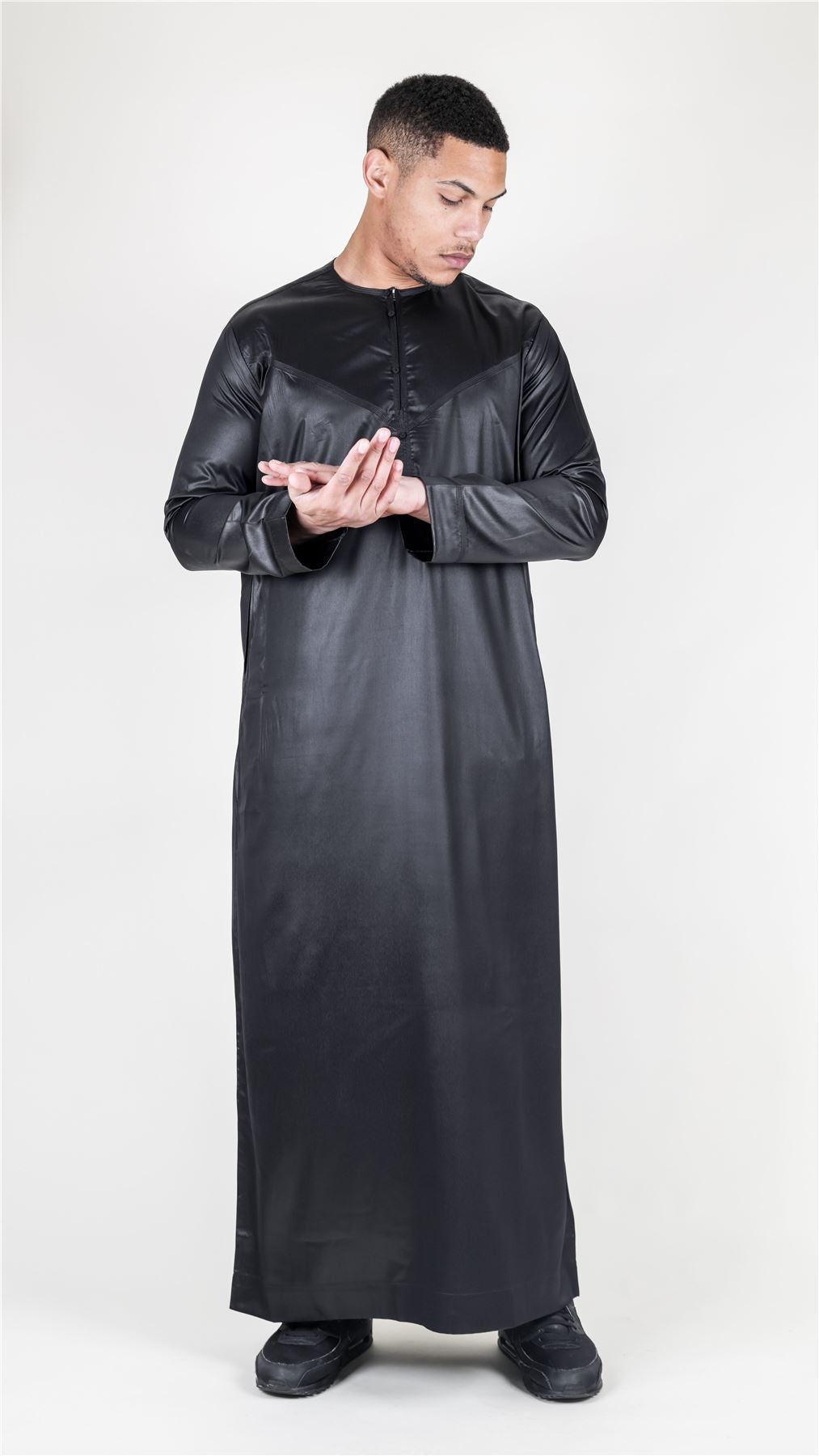 Men's Thobe Jubba Islamic Clothing Muslim Kaftan Emirati Omani Satin Robe